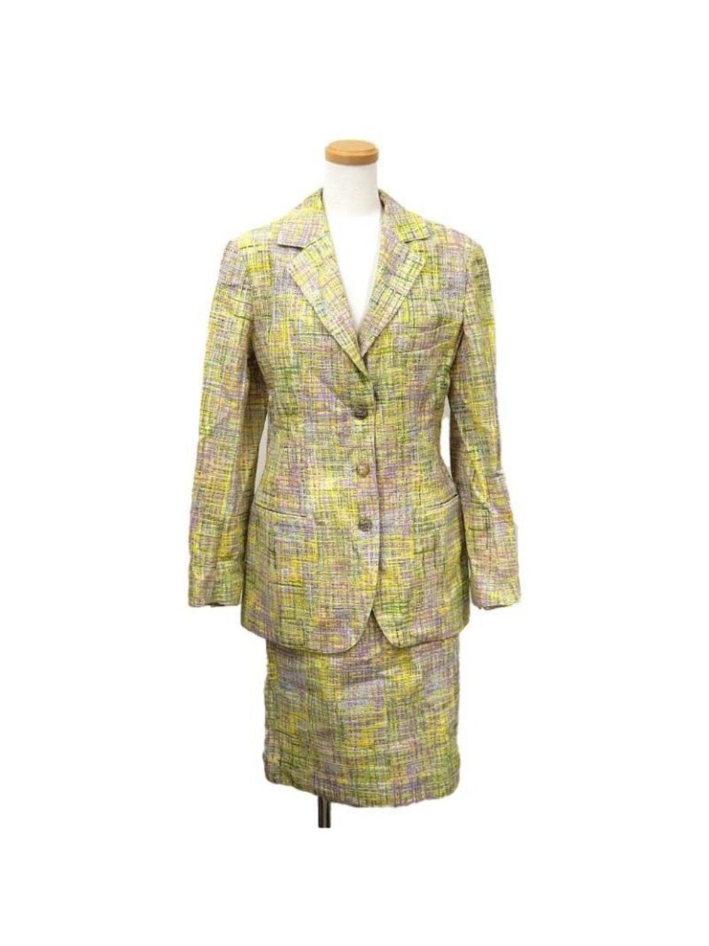 Chanel Tweed Suit Skirt 38 Yellow